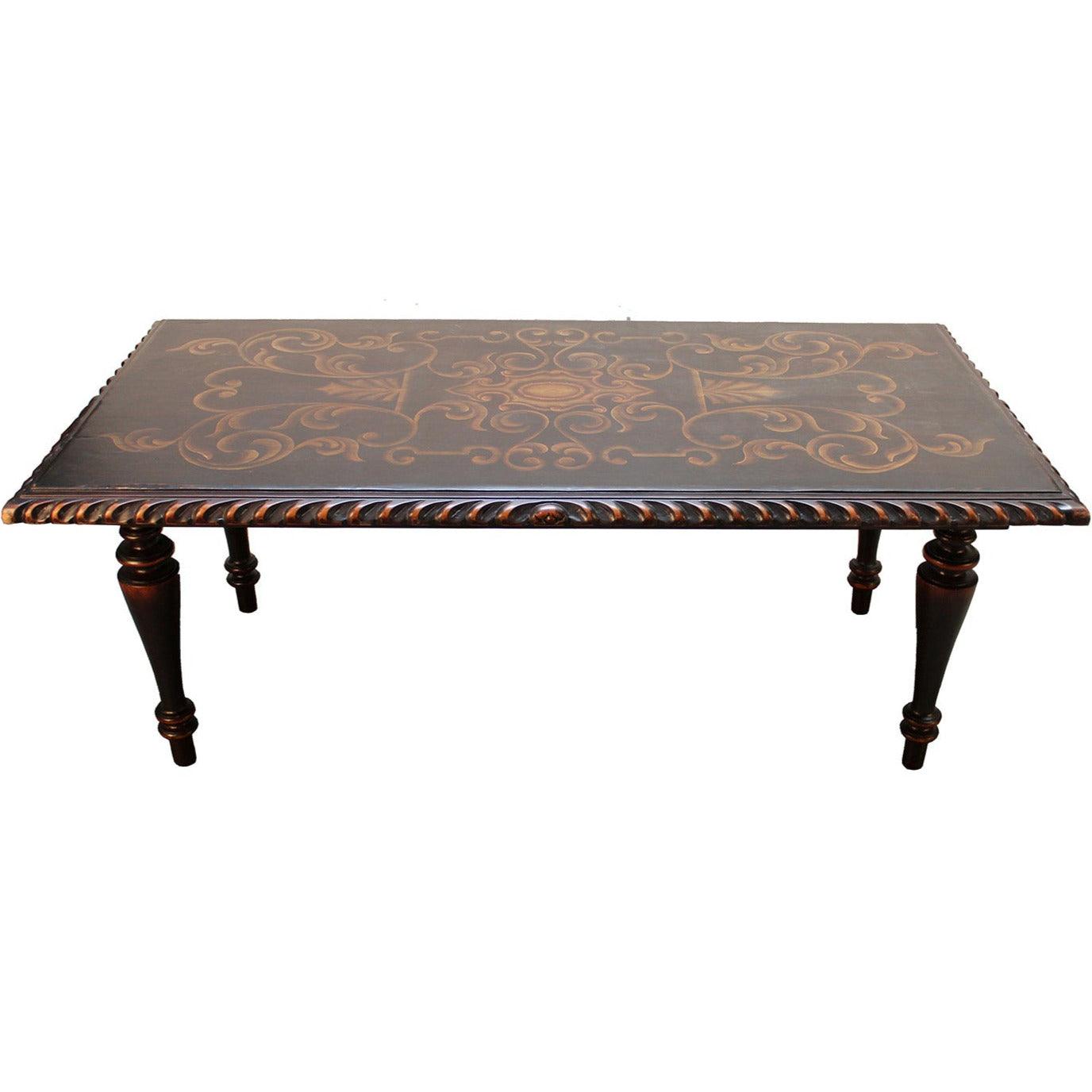 Black Carved Flair Dining Table - Belle Escape