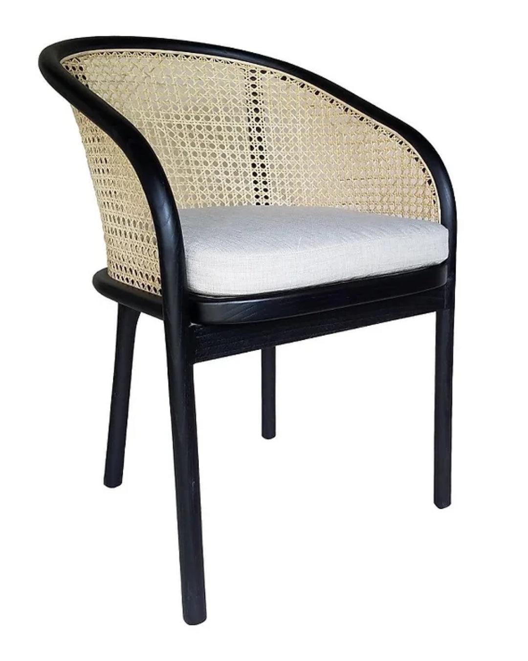 Black Coastal Cane Dining Chair - Belle Escape