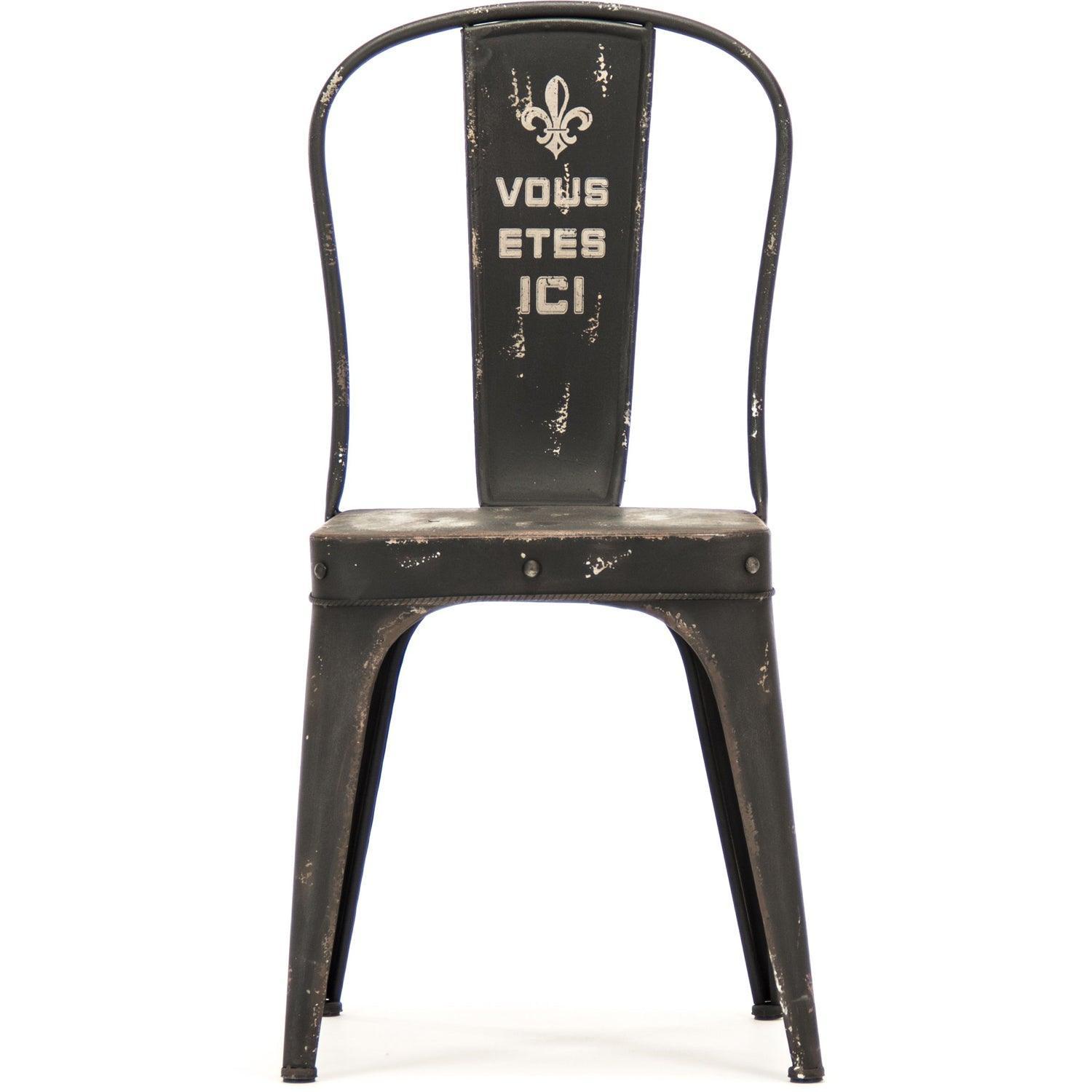 Black Metal French Words Chairs - Pair - Belle Escape