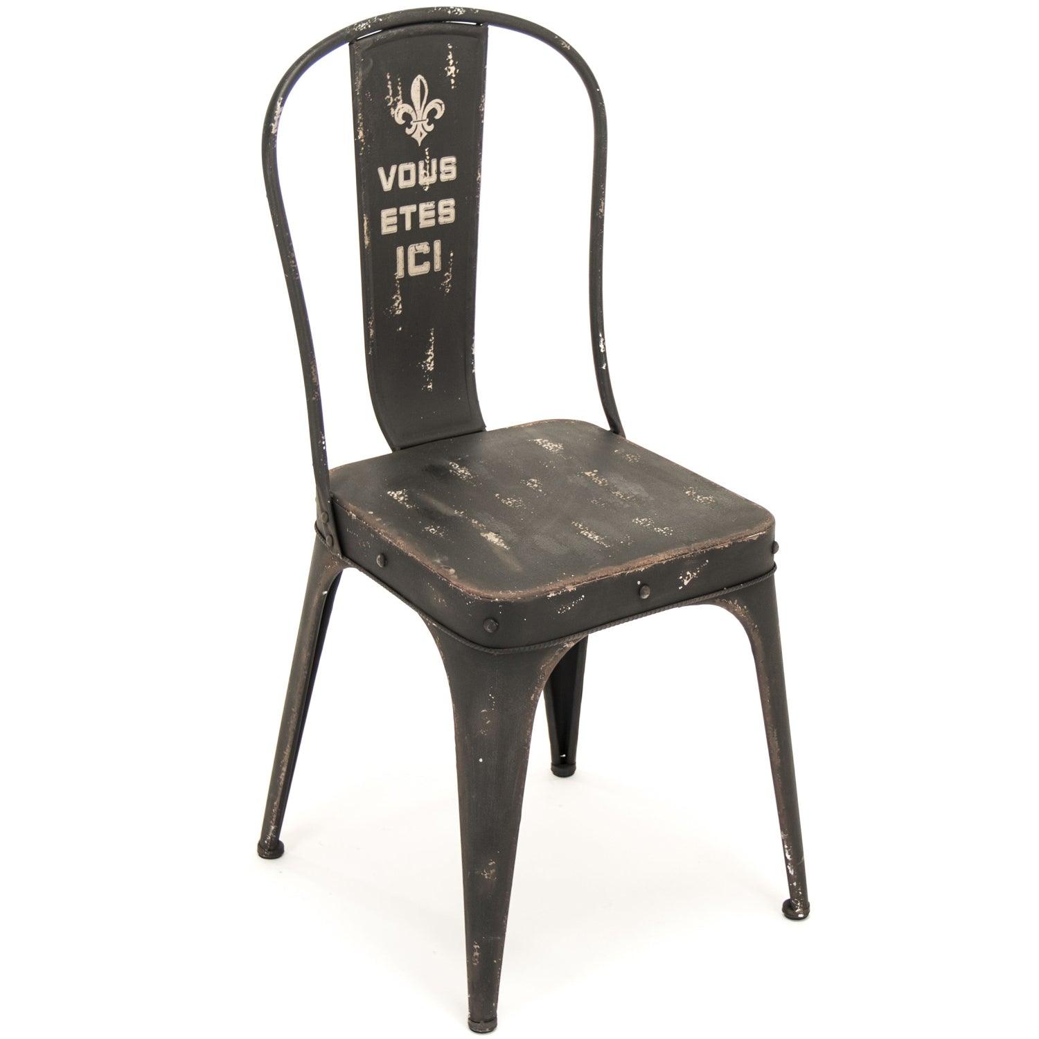 Black Metal French Words Chairs - Pair - Belle Escape