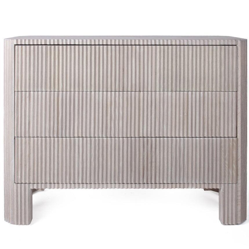 Bleached Oak Ribbed 3-Drawer Chest - Belle Escape