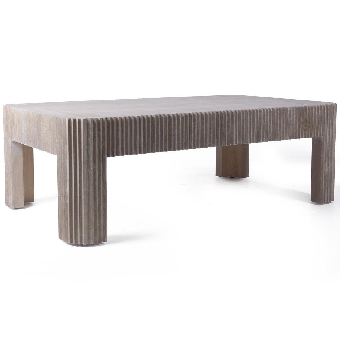 Bleached Oak Ribbed Coffee Table - Belle Escape