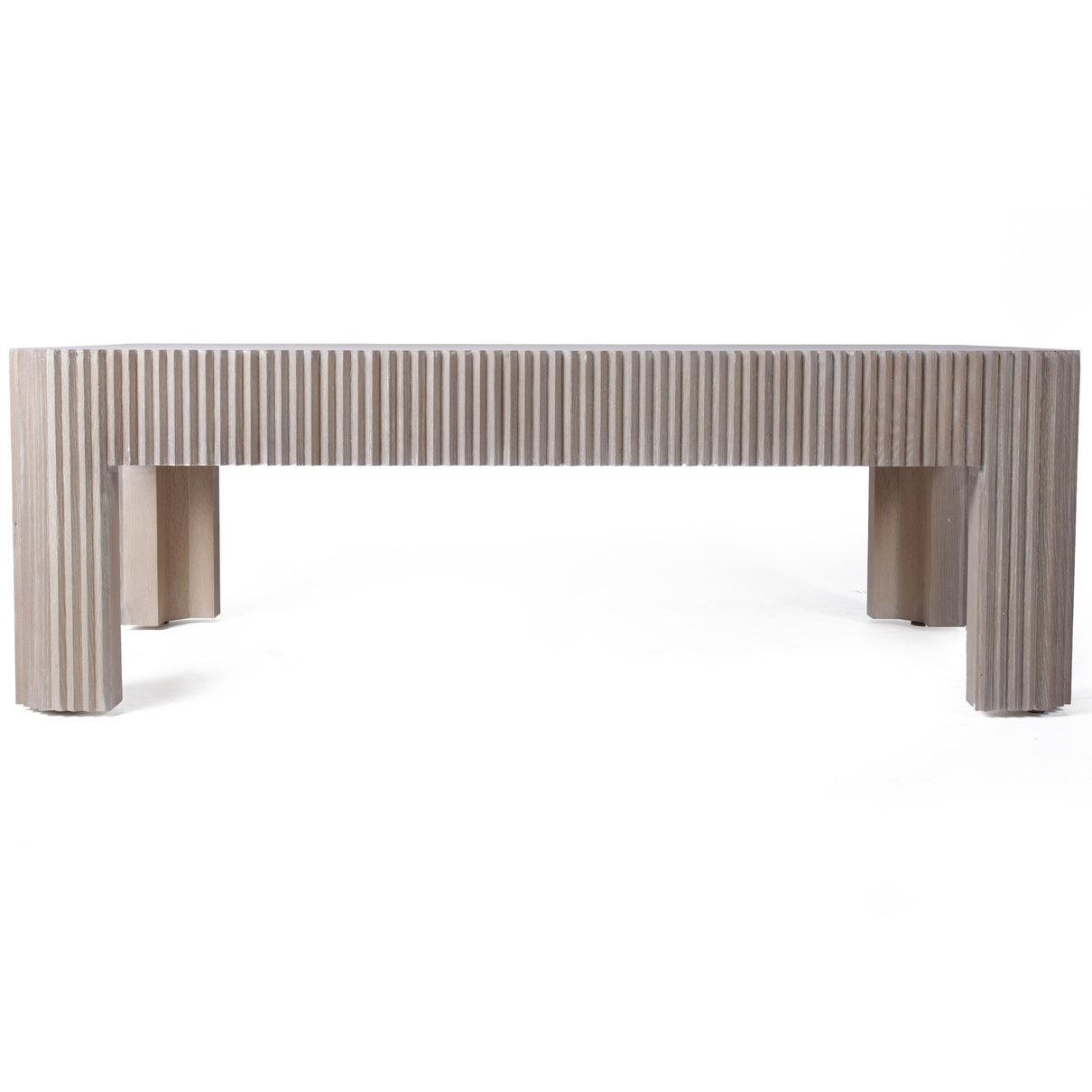 Bleached Oak Ribbed Coffee Table - Belle Escape