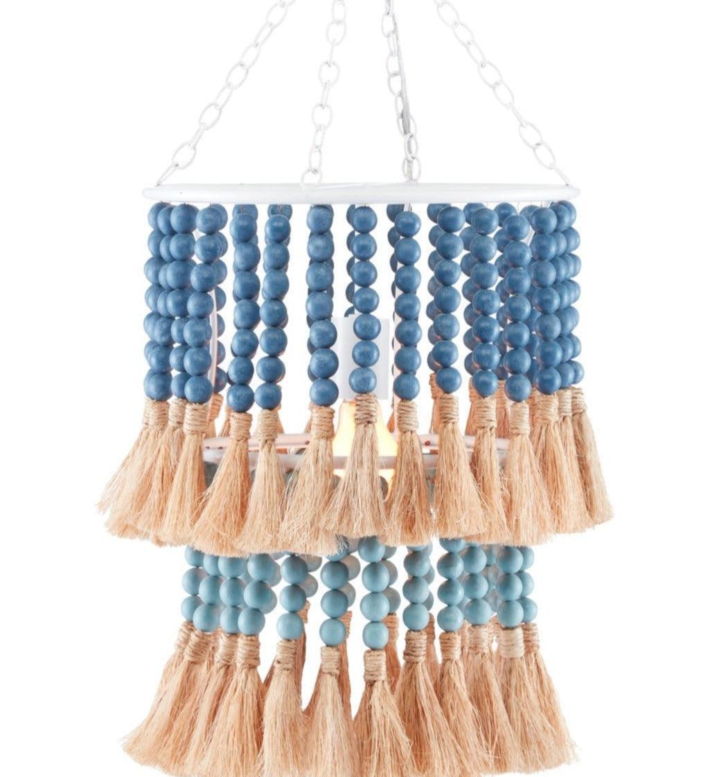 Blue Coastal Cottage Beaded Rope Pendant - Belle Escape