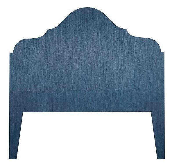 Blue Grasscloth Arched Manor Headboard - Belle Escape