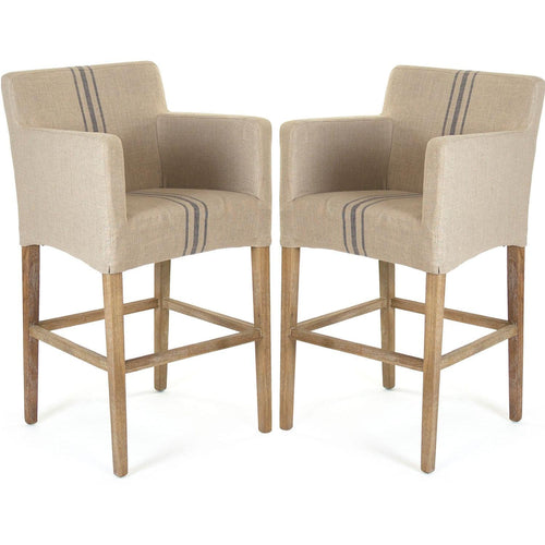 Blue Striped Bar Stools | Natural Coastal – Belle Escape