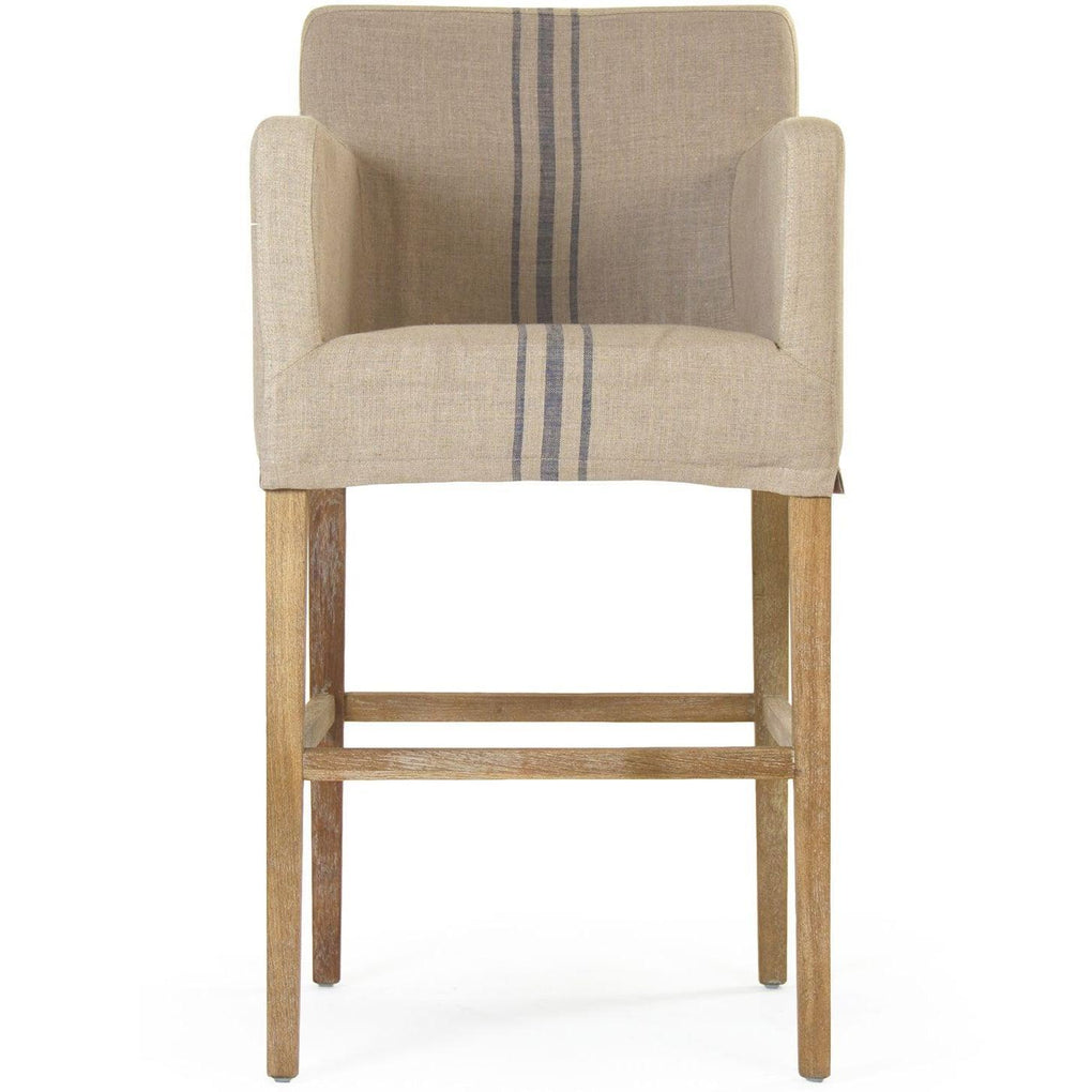 Blue Striped Bar Stools Natural Coastal Belle Escape