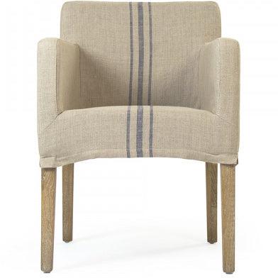 Blue Striped Avignon Slipcover Chair - Belle Escape