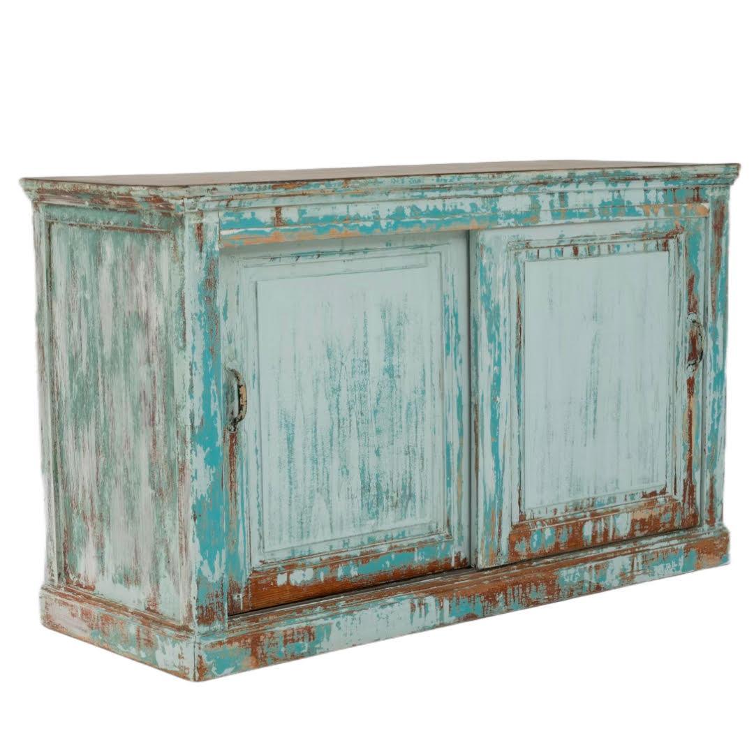 Aqua Blue French Country Sideboard, Circa 1850