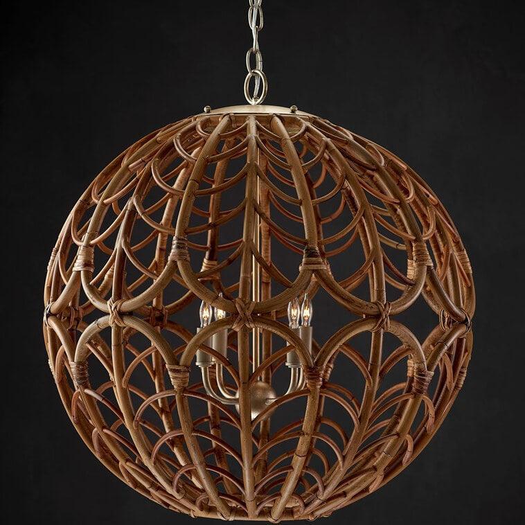 Boho Rattan Orb Chandelier - Belle Escape