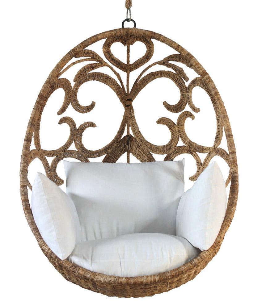 Boho Scroll Wicker Hanging Chair