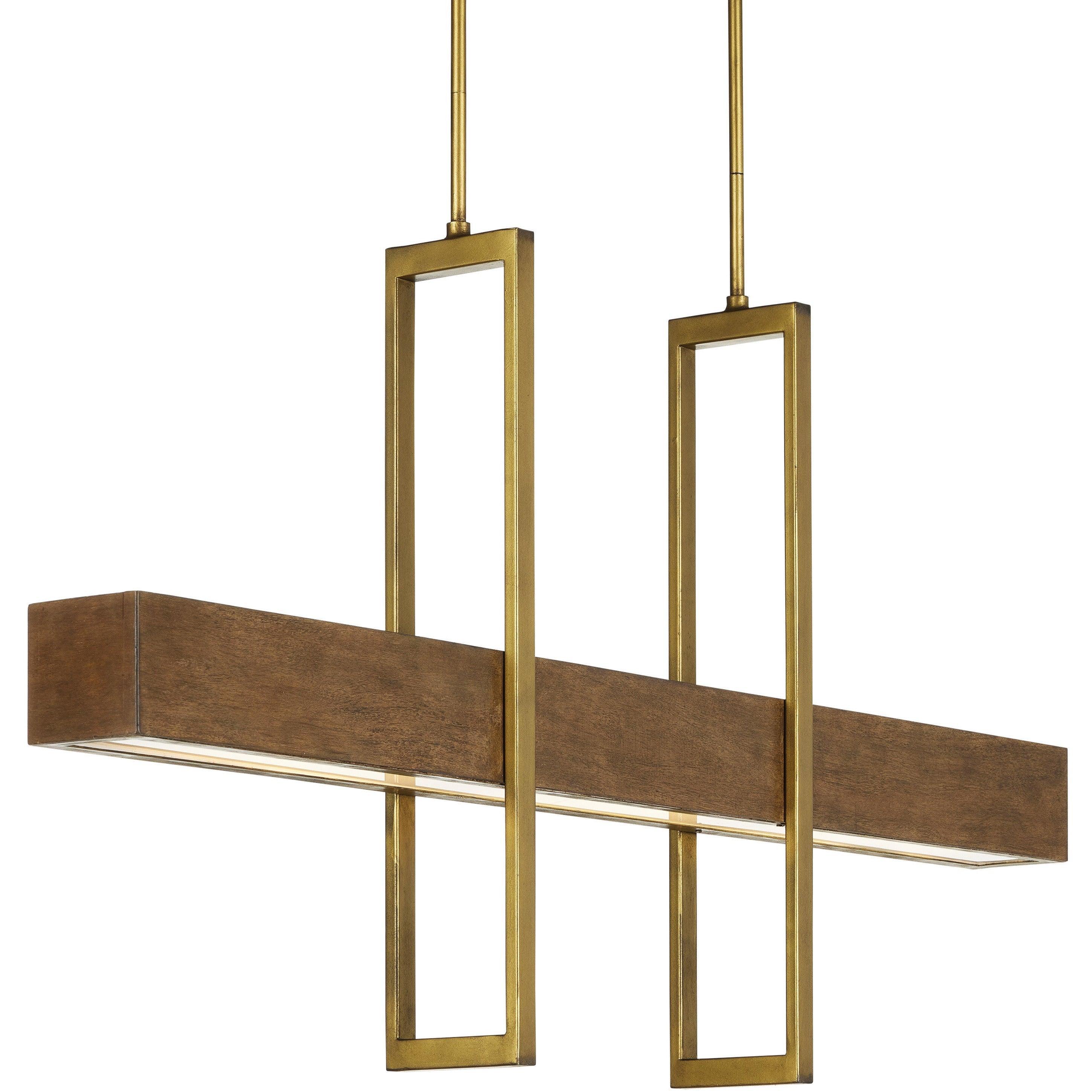 Brass & Wood Mid-Century Modern Chandelier - Belle Escape