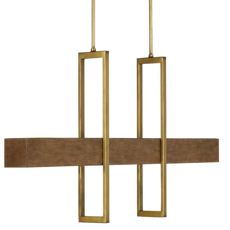 Brass & Wood Mid-Century Modern Chandelier - Belle Escape