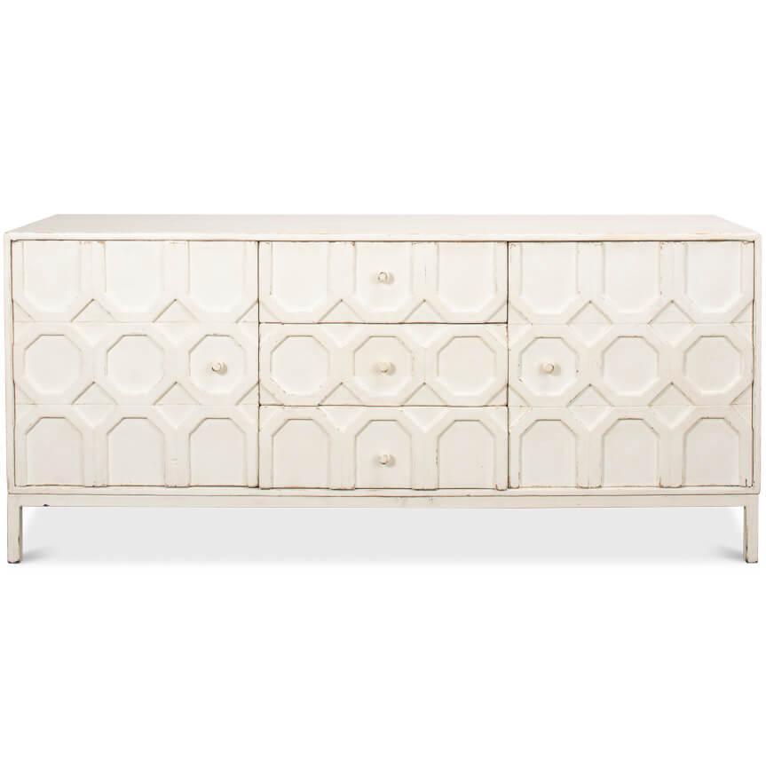 Brie White Geometric Sideboard - Belle Escape