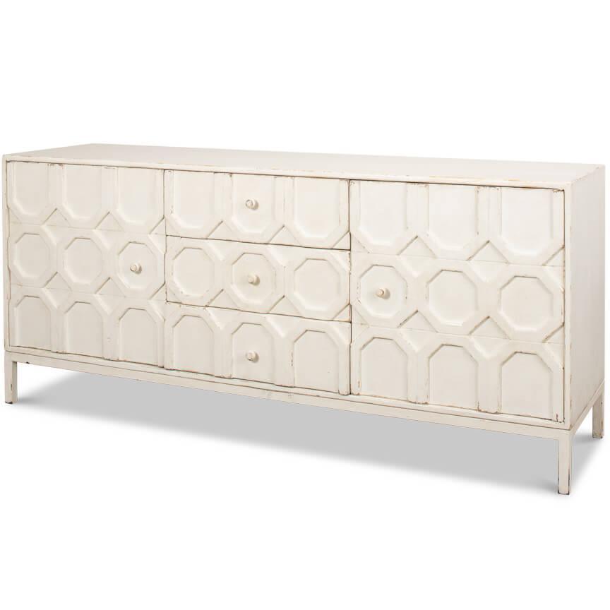 Brie White Geometric Sideboard - Belle Escape