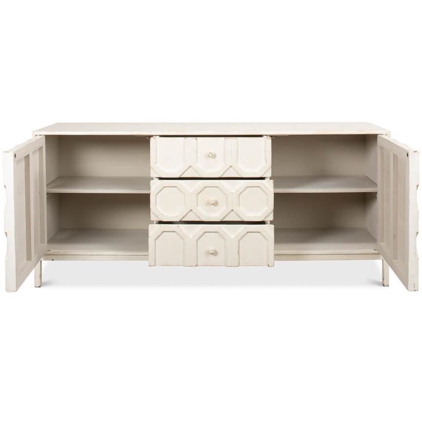 Brie White Geometric Sideboard - Belle Escape