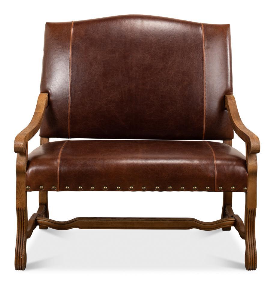 Brown Cowhide Ranch Leather Bench - Belle Escape