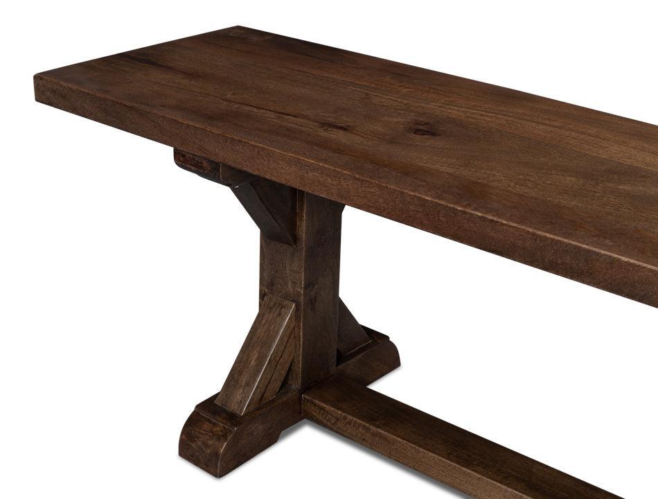 Brown Farmhouse Trestle Dining Bench - Belle Escape