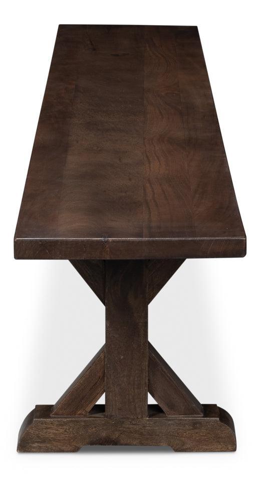 Brown Farmhouse Trestle Dining Bench - Belle Escape