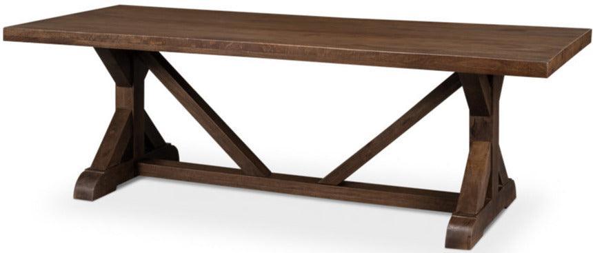 Brown Farmhouse Trestle Dining Table - Belle Escape