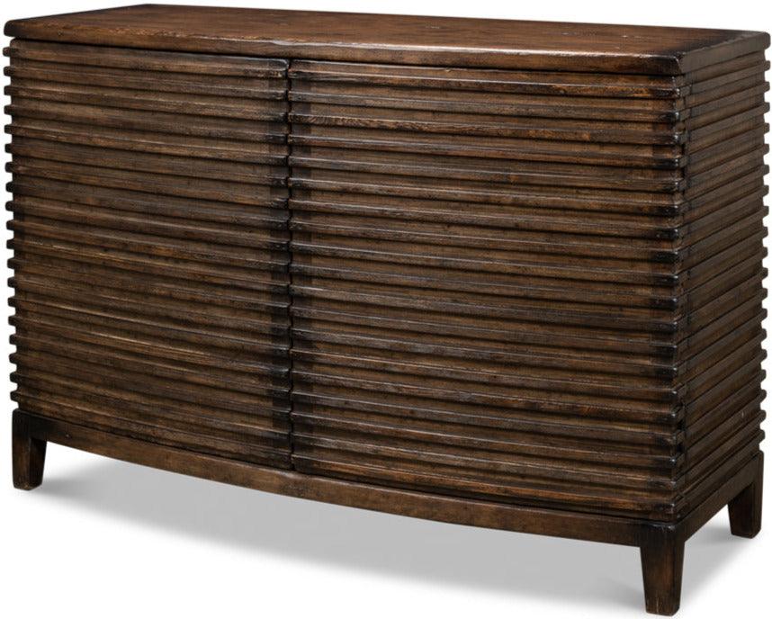 Brown Rustic Manor Ribbed Cabinet - Belle Escape