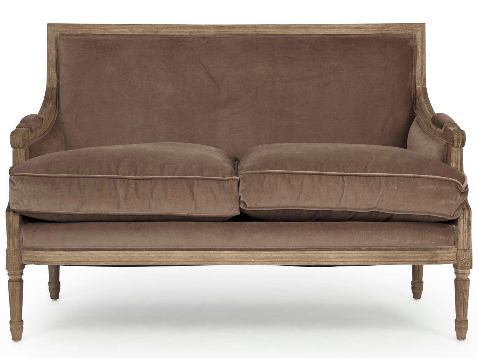Brown Velvet French Louis Settee - Belle Escape