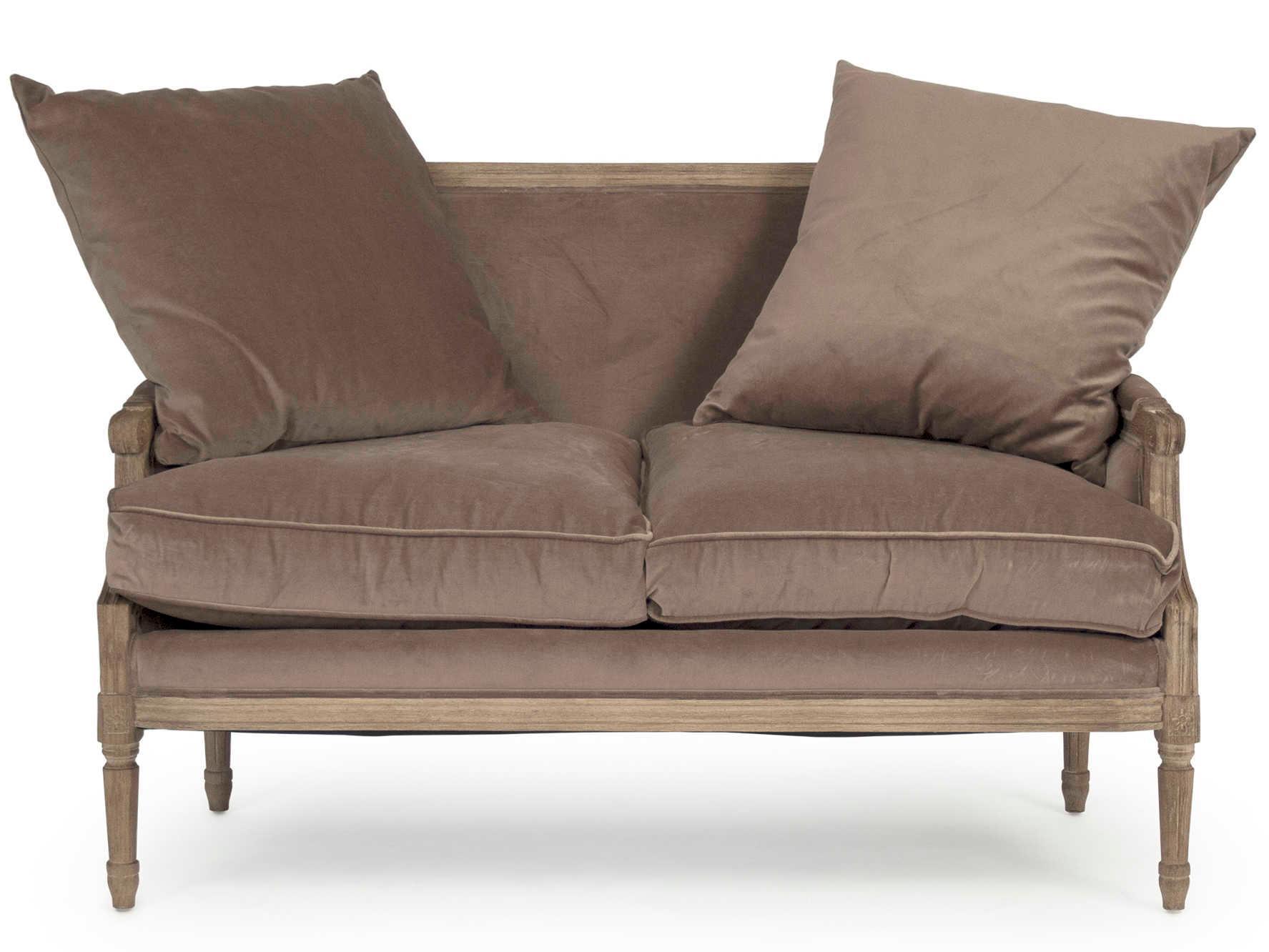 Brown Velvet French Louis Settee - Belle Escape