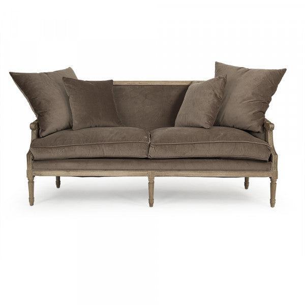 Brown Velvet French Louis Sofa - Belle Escape