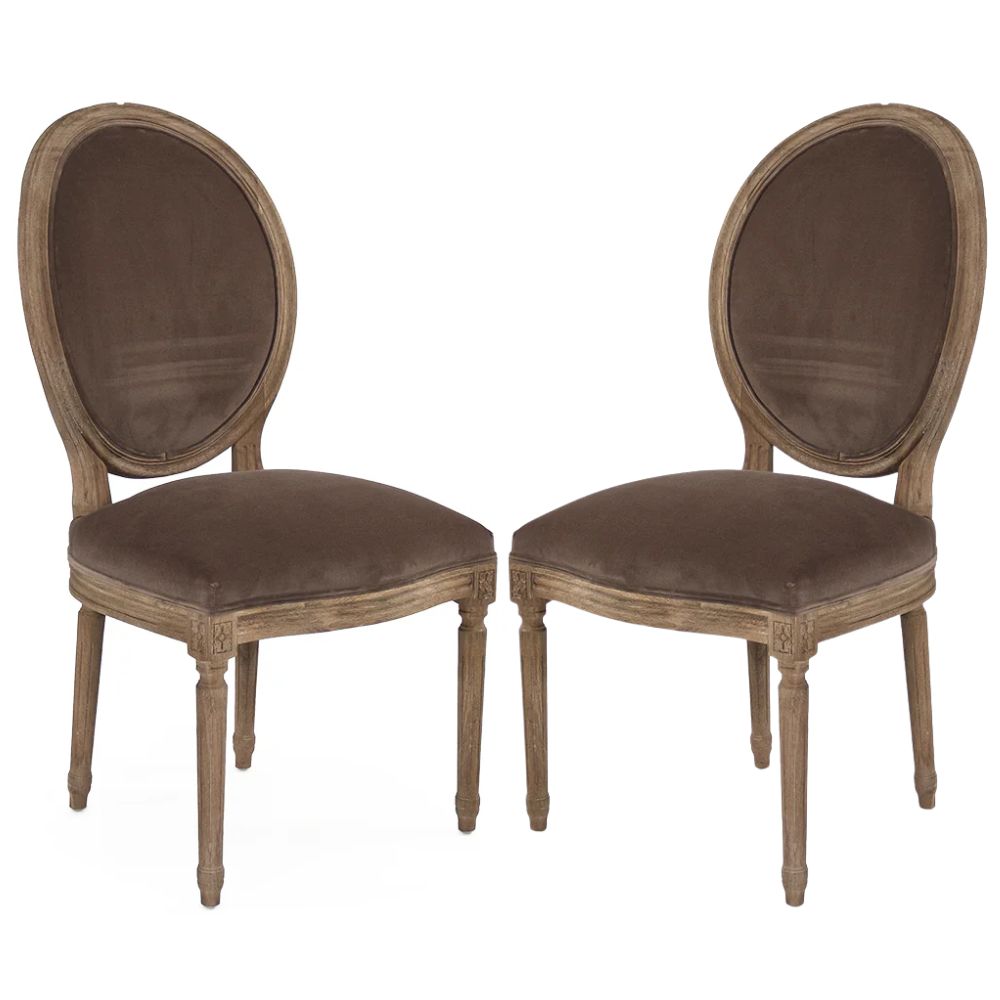Brown Velvet French Medallion Dining Chair