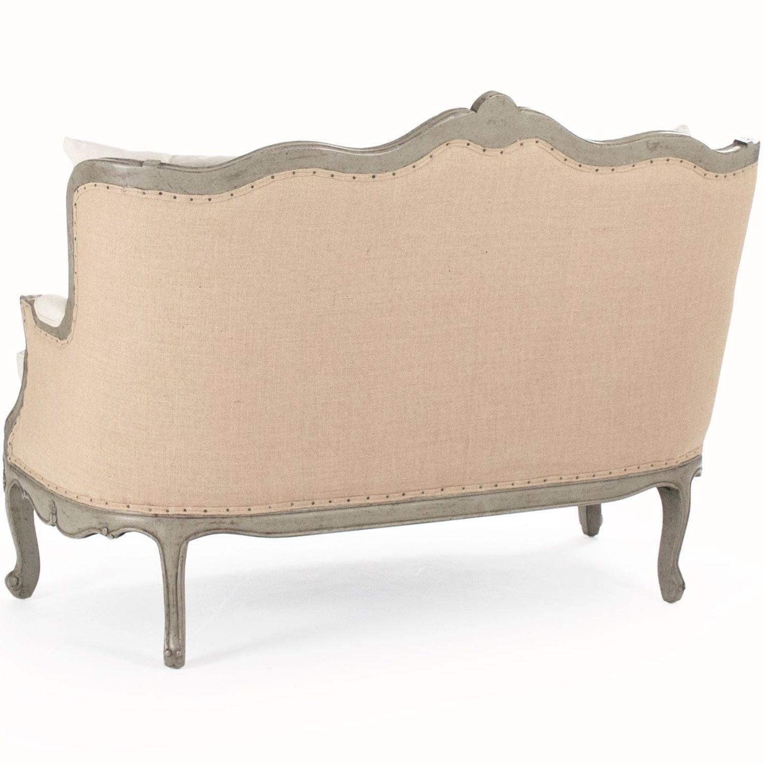Burlap and Linen French Settee - Belle Escape