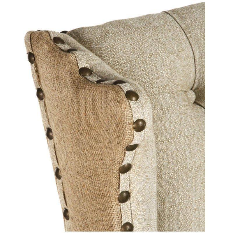 Burlap and Linen Tufted Wing Chair - Belle Escape