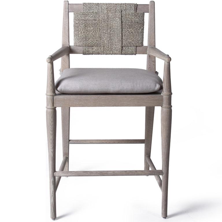 Cadiz Rush Back Counter Stool with Arms - Belle Escape