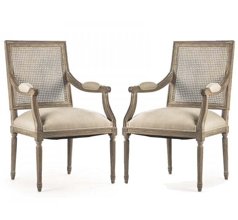 Caned Square Back Arm Chairs - Belle Escape
