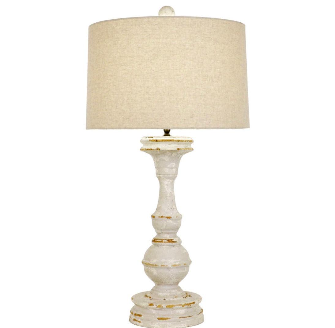 Carved Gray Shabby Chic Table Lamp - Belle Escape