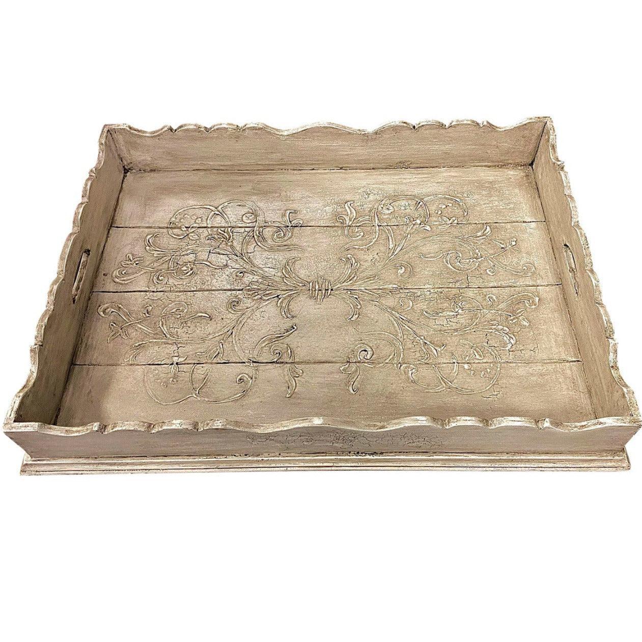 Charlotte Painted Scroll Wood Tray - Belle Escape