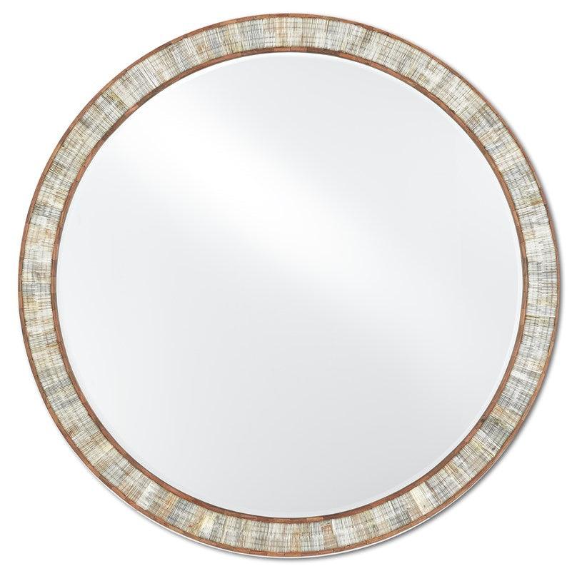 Chiseled Natural Wood Round Mirror - Belle Escape