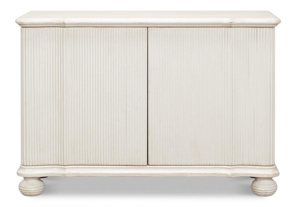 Clarisse Antique White Ribbed 2-Door Sideboard - Belle Escape