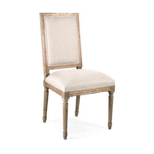 Classic Louis Natural Linen Side Chairs - Pair - Belle Escape