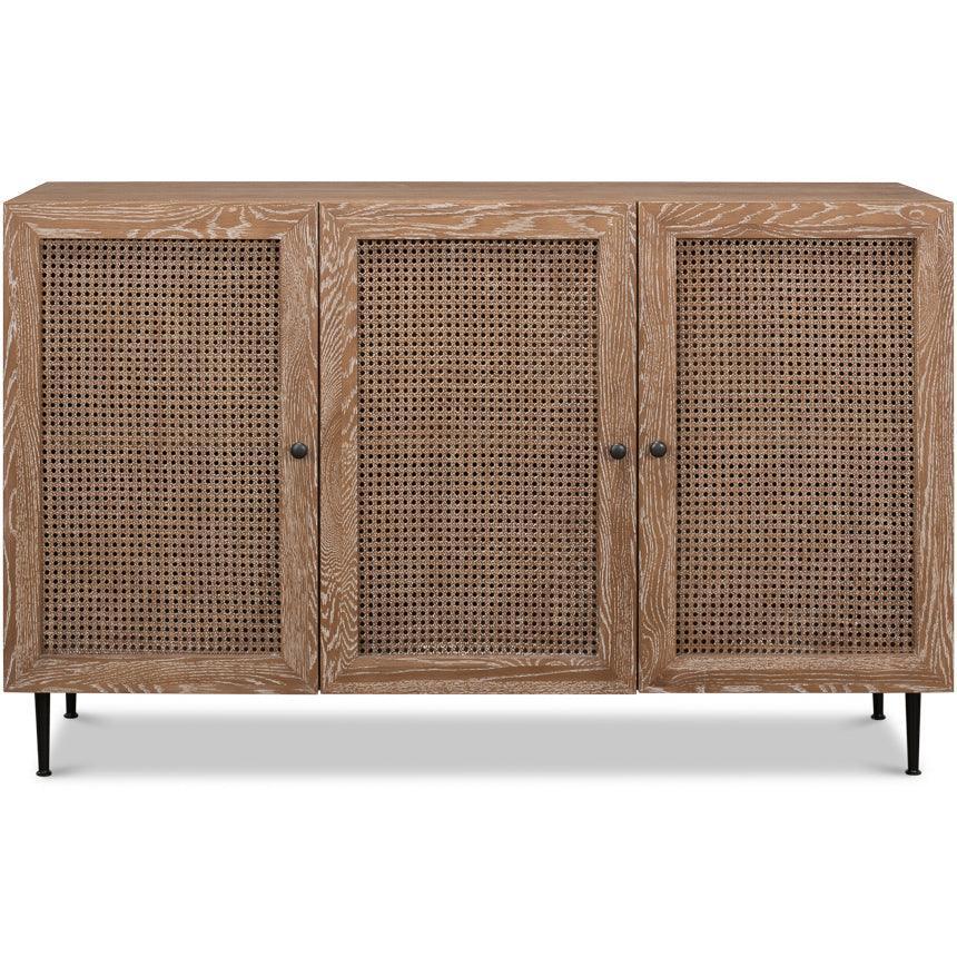 Coastal Brown Oak 3-Door Sideboard - Belle Escape