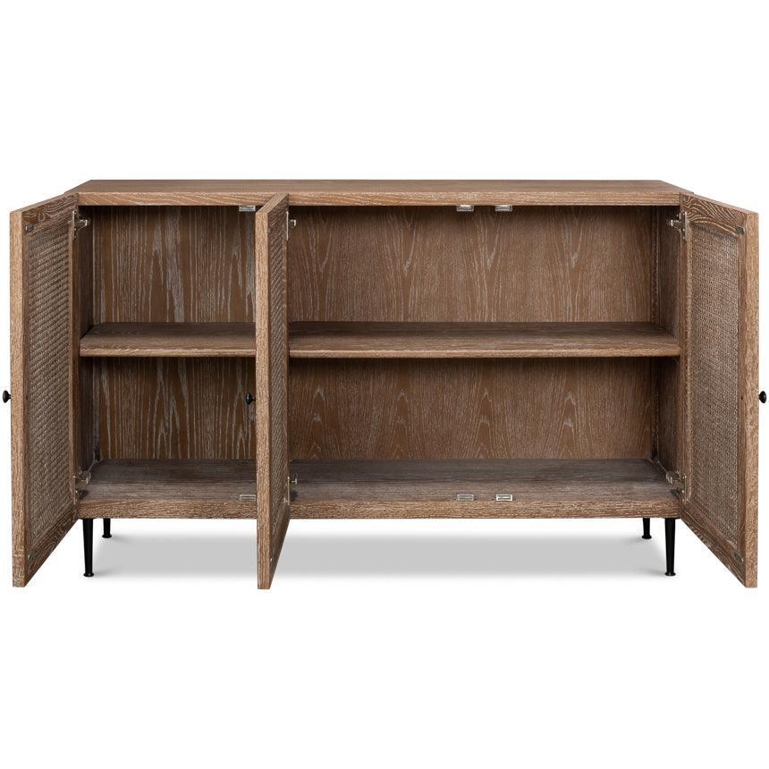 Coastal Brown Oak 3-Door Sideboard - Belle Escape
