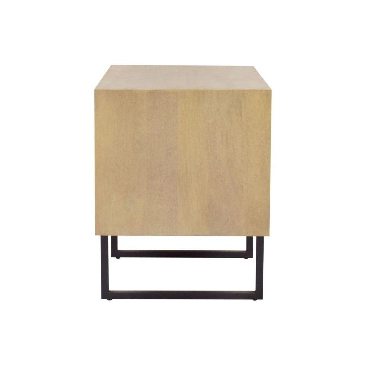 Coastal Brown Rattan 1-Drawer Side Table - Belle Escape