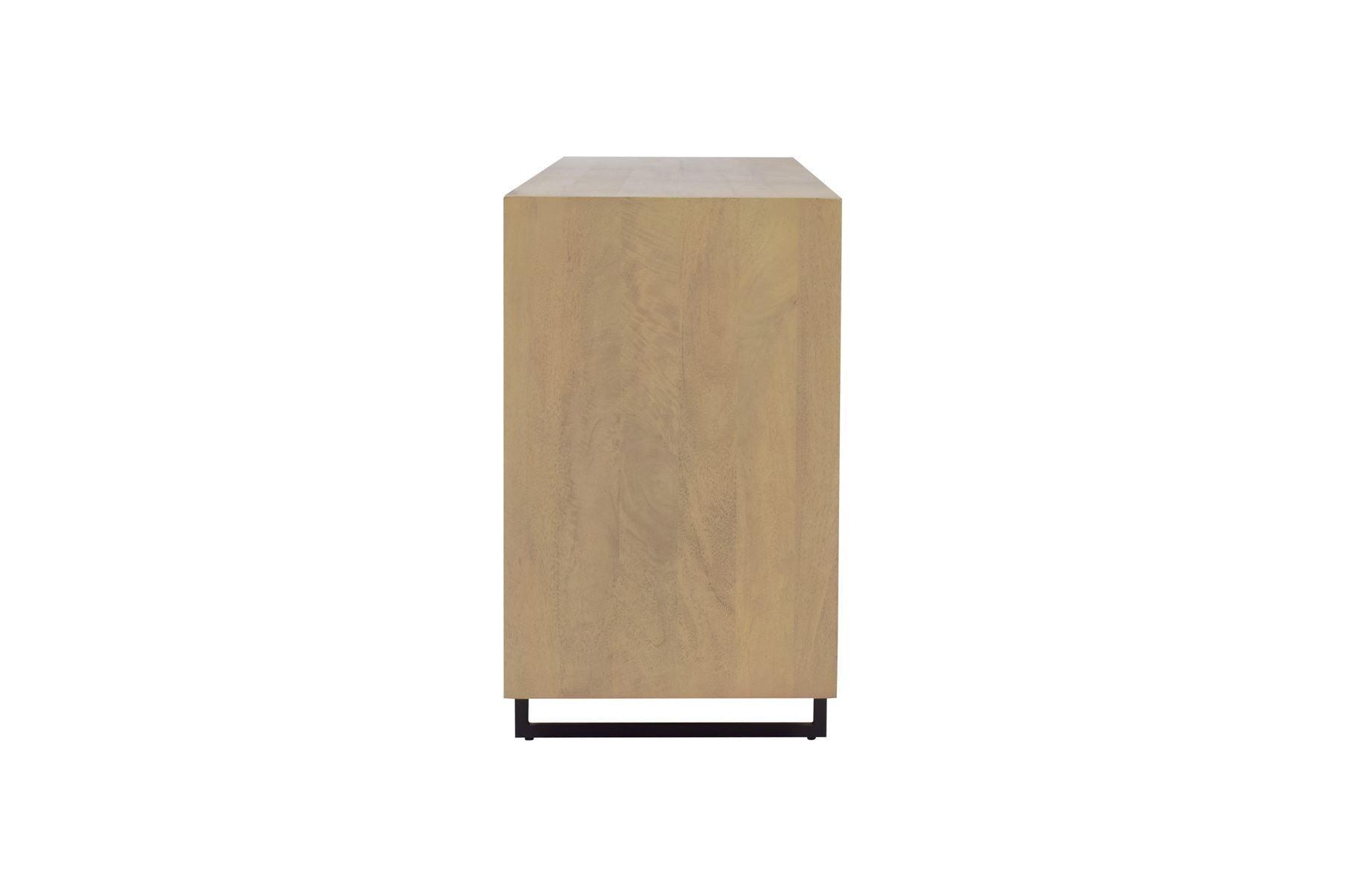 Coastal Brown Rattan 4-Door Sideboard - Belle Escape