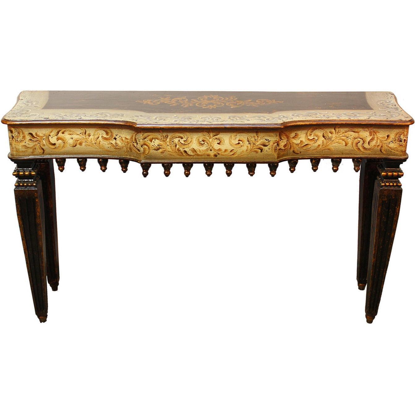 Conquistador Scroll Painted Console Table - Belle Escape