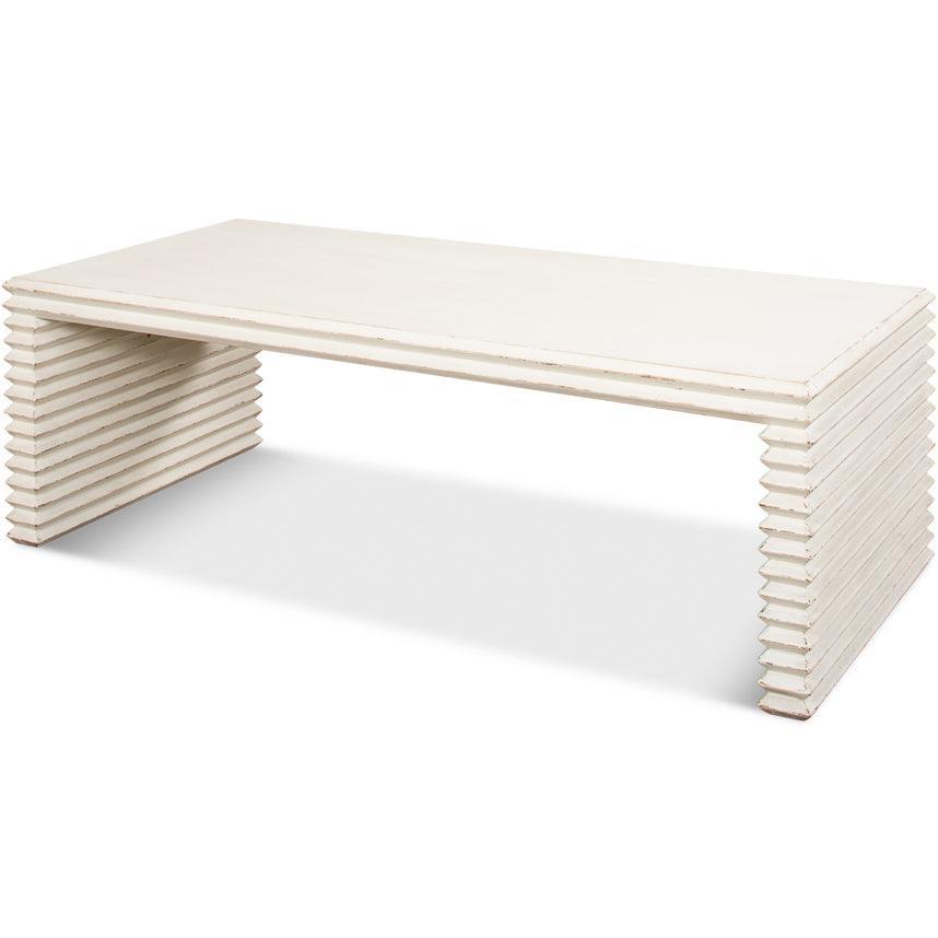 Contemporary White Ribbed Coffee Table - Belle Escape