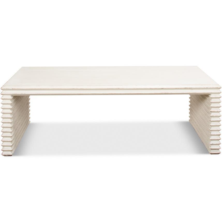 Contemporary White Ribbed Coffee Table - Belle Escape