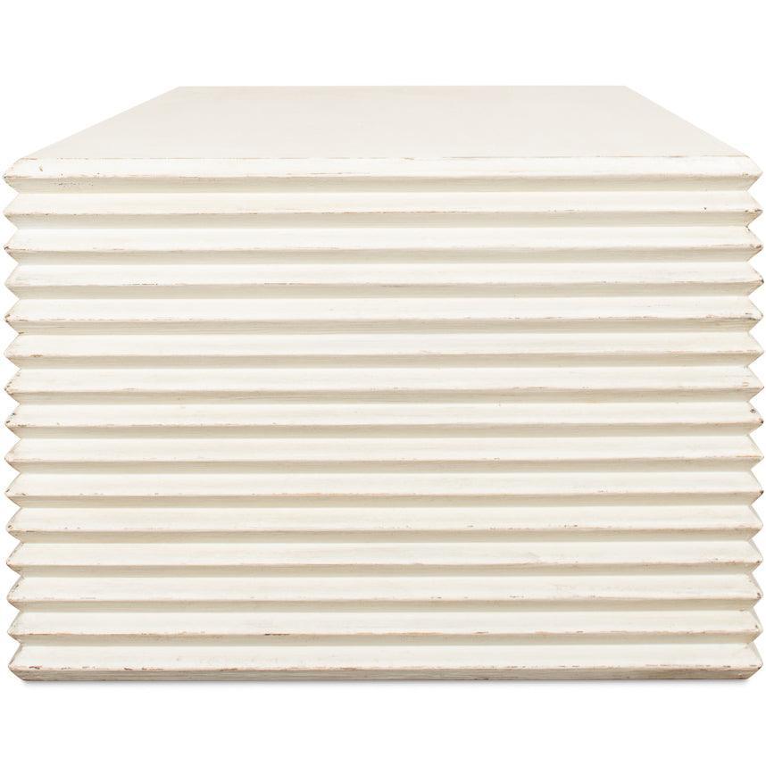 Contemporary White Ribbed Coffee Table - Belle Escape