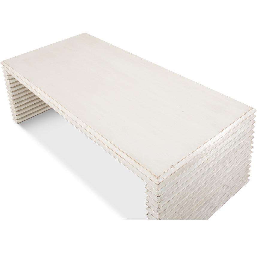 Contemporary White Ribbed Coffee Table - Belle Escape