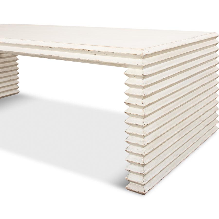 Contemporary White Ribbed Coffee Table - Belle Escape