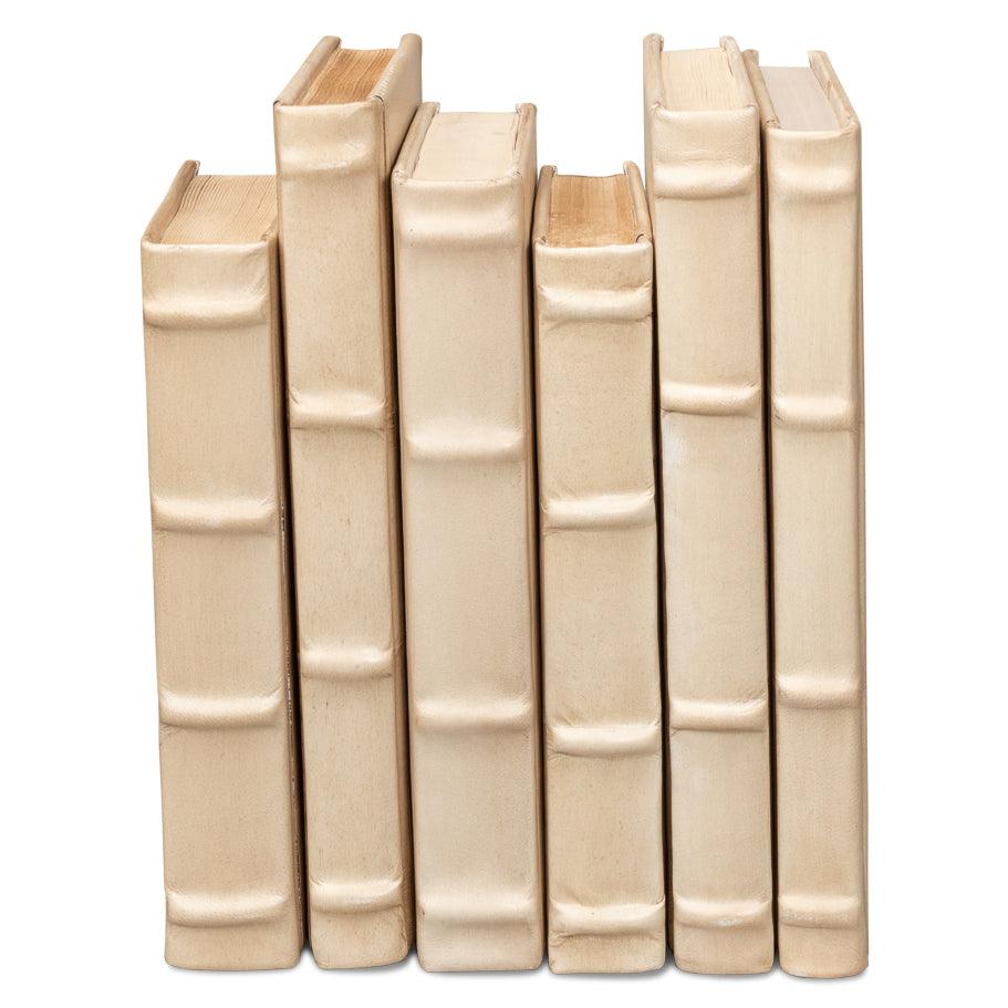 Cream Leather Bound Decorative Books - Belle Escape