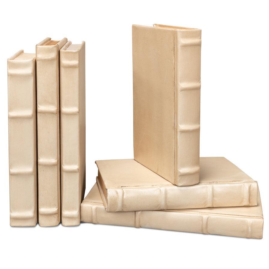 Cream Leather Bound Decorative Books - Belle Escape